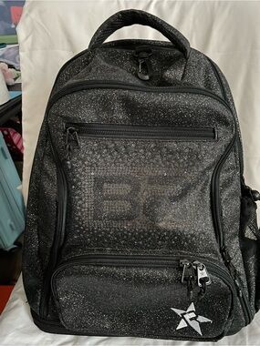 Black Glitter Men's Backpack with Star Logo